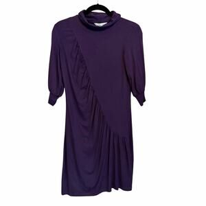Lewis Cho Sheath Dress S Purple Ruched Sophisticated Office Contemporary USA